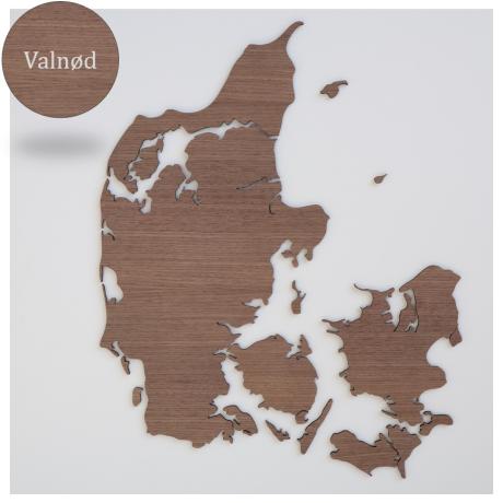 Danmark kort i træ | Valnød